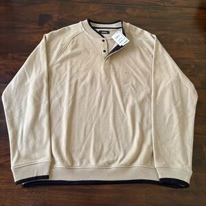 New Alfani Tan baseball-collar long sleeve quarter-snap pullover